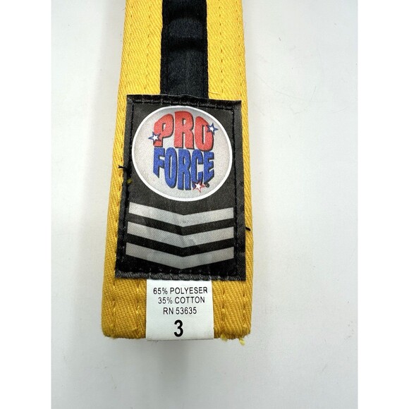ProForce Double Wrap Solid Karate Martial Arts Belt Yellow/Black Stripe SIZE 2 - Picture 6 of 7